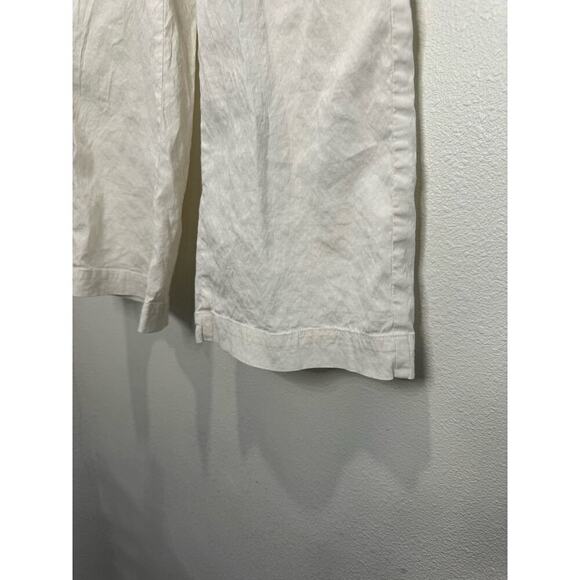 Theory Wide Crop Pant in Good White Linen - Picture 9 of 10